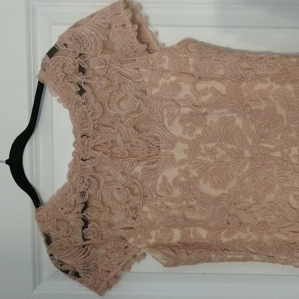 Tadashi Shoji Midi Dress Lace Overlay Size 12